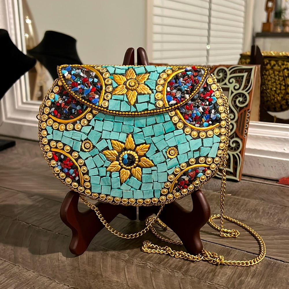 Mosaic purse/ metal purse multicolor brand new